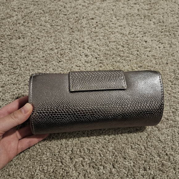 Evening clutch bag with rope strap metallic snake skin - Picture 2 of 9